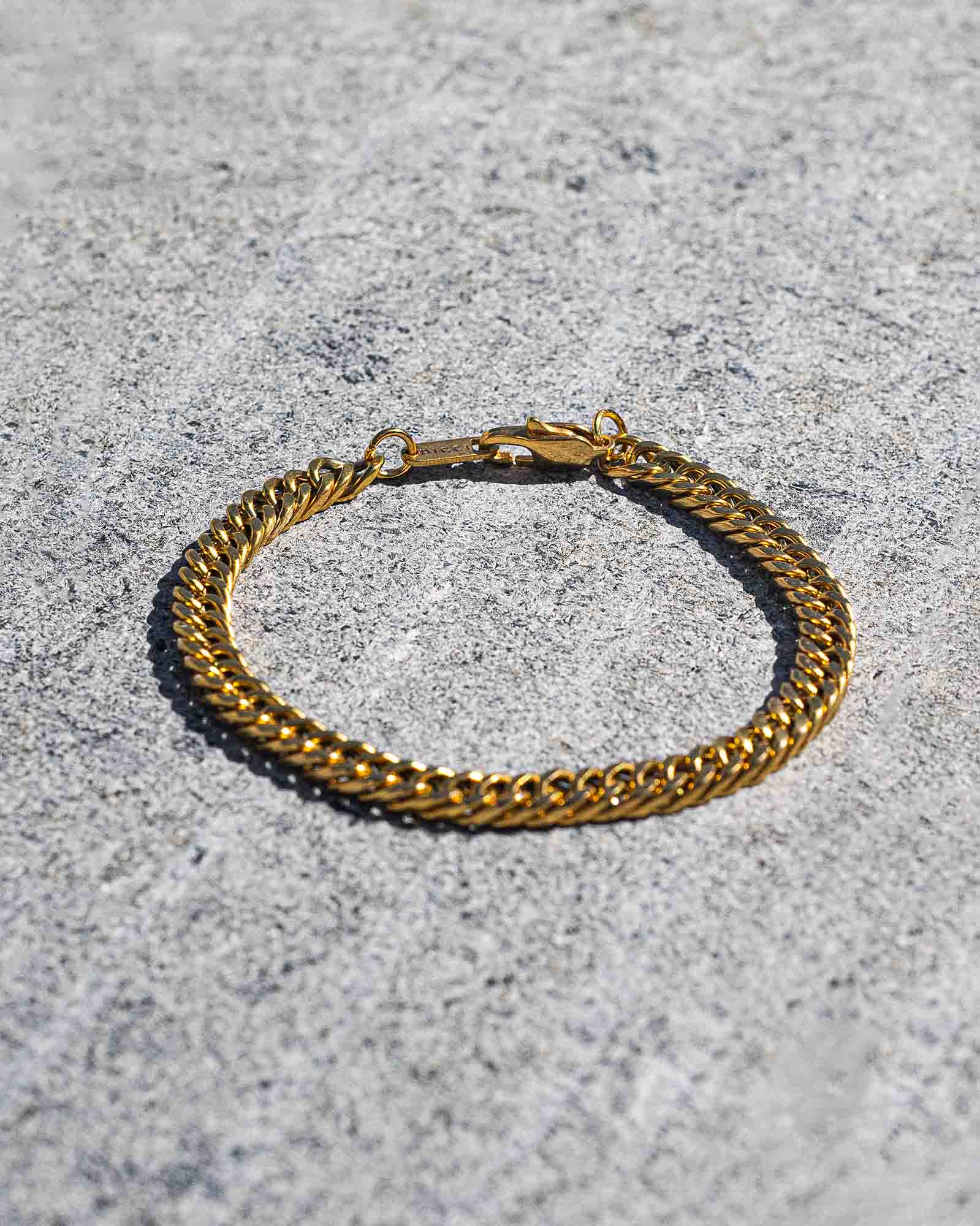 double cuban chain golden bracelet