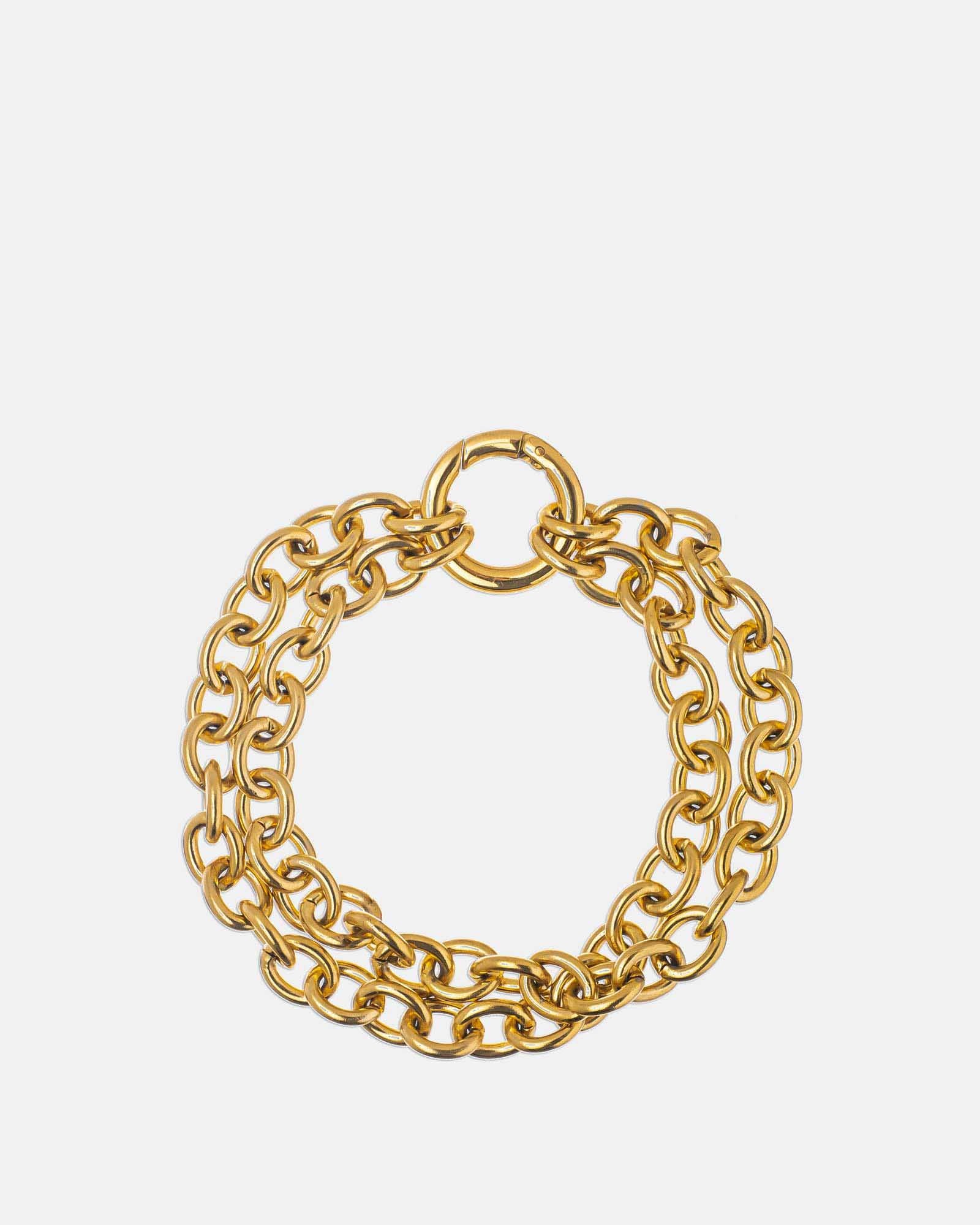 Double Chain Ring Bracelet - Golden Stainless Steel Jewelry - Dicci