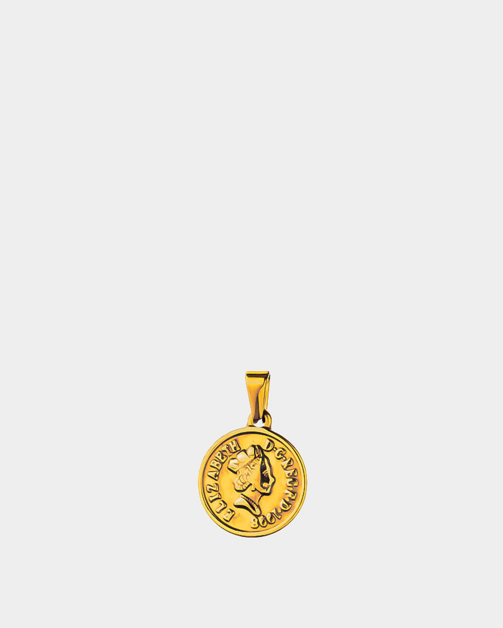 Elizabeth Coin - Golden Steel Pendant 'Elizabeth Coin' - Buy Unissex Pendants Online - Dicci