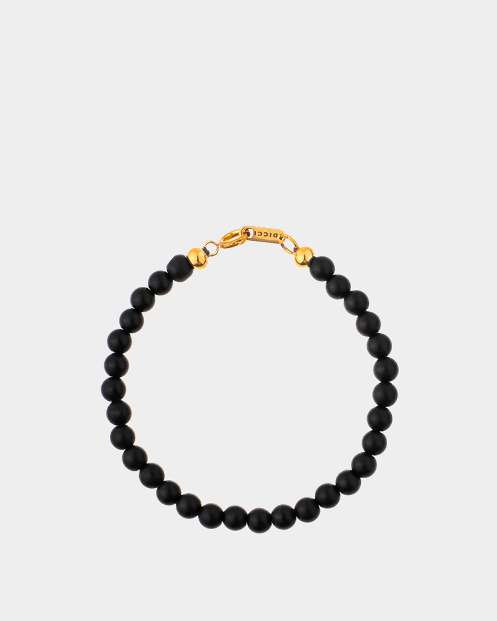 Matte Black Onyx Stone Golden Bracelet 6mm with Golden Clasp - Online Unissex Jewelry - Dicci