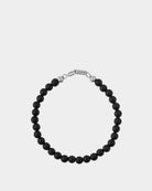 pulsera de piedra natural de ónix negro mate 6mm con cierre plateado - Joyeria Unisex Online - Dicci