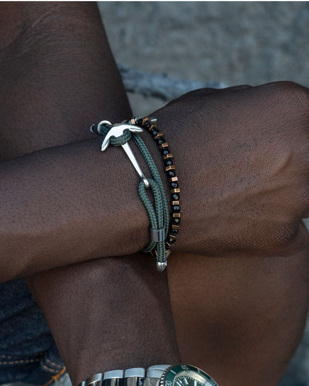 Anchor - Green Nautical Bracelet with anchor pendant - Online Jewelry - Dicci