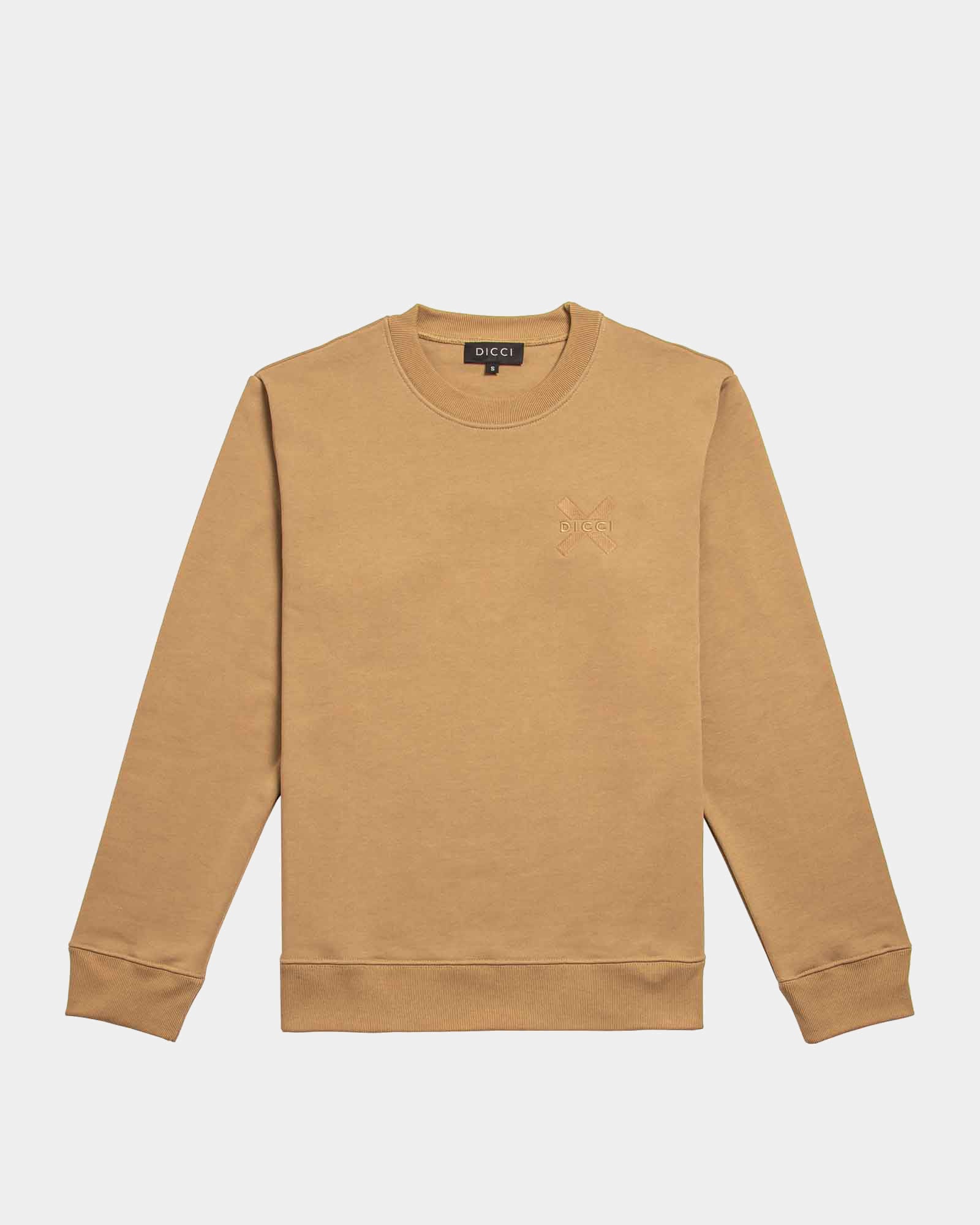 Camel Sweatshirt with Embroided Logo - Unisex Clothing - Dicci