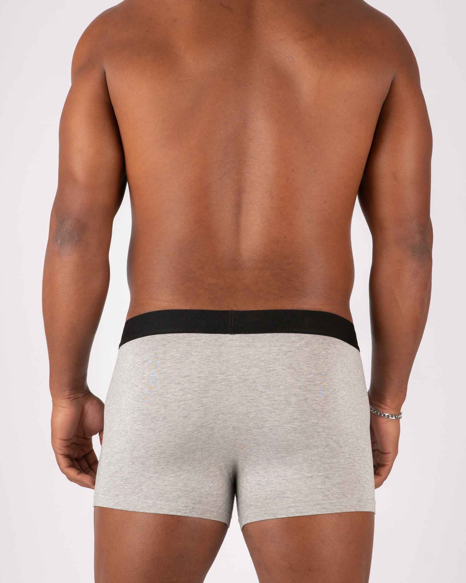 Bóxer básico Dicci gris con elastico negro en cuerpo de modelo - Ropa interior online - Dicci