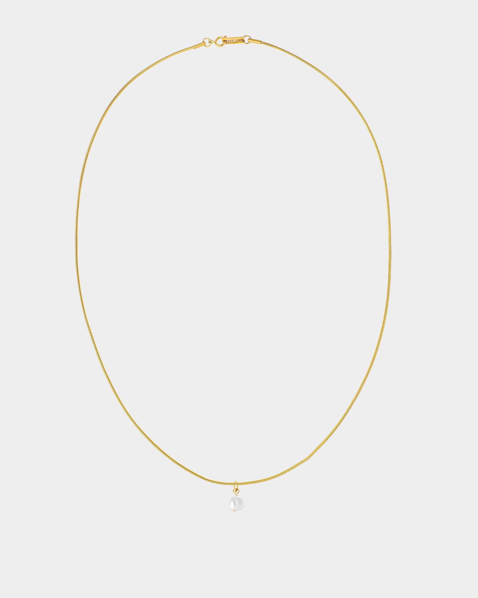 Golden Steel Necklace 'Pearl Drop'- Pendant Necklace - Online Unissex Jewelry - Dicci