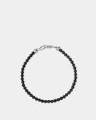 Matte Black Onyx Stone Bracelet 4mm silver clasp - Online Unissex Jewelry - Dicci