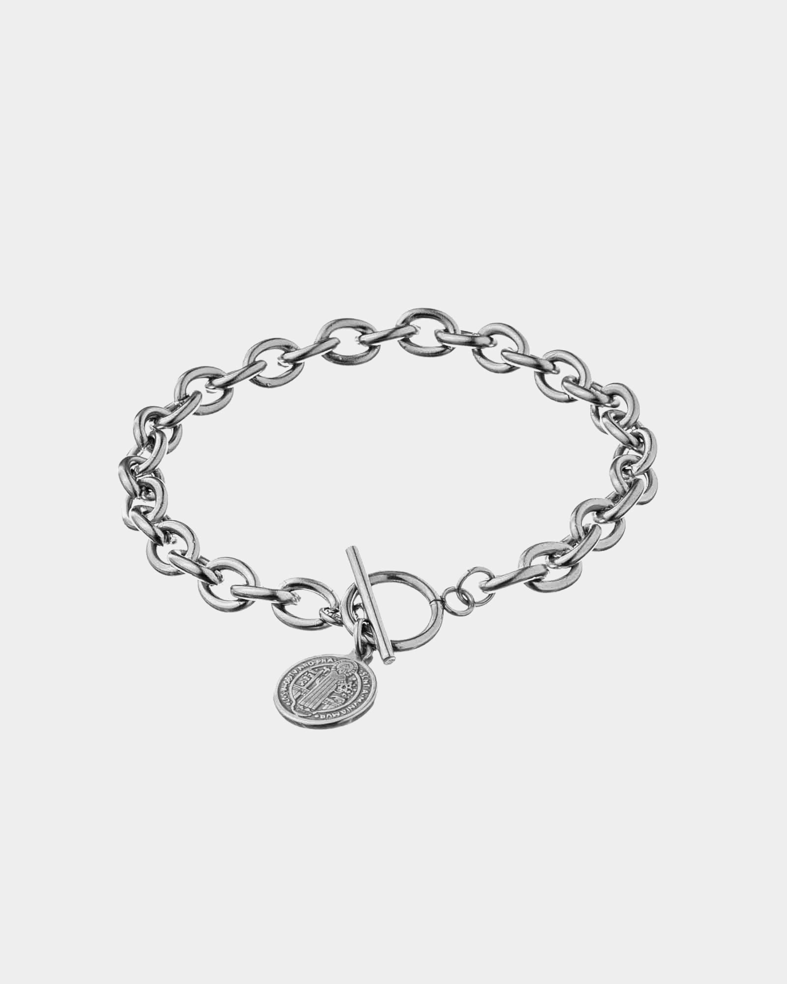 Pulsera de Acero de San Benito - Pulsera de eslabones 1*1 de Acero - Joyería Unisexo Online - Dicci