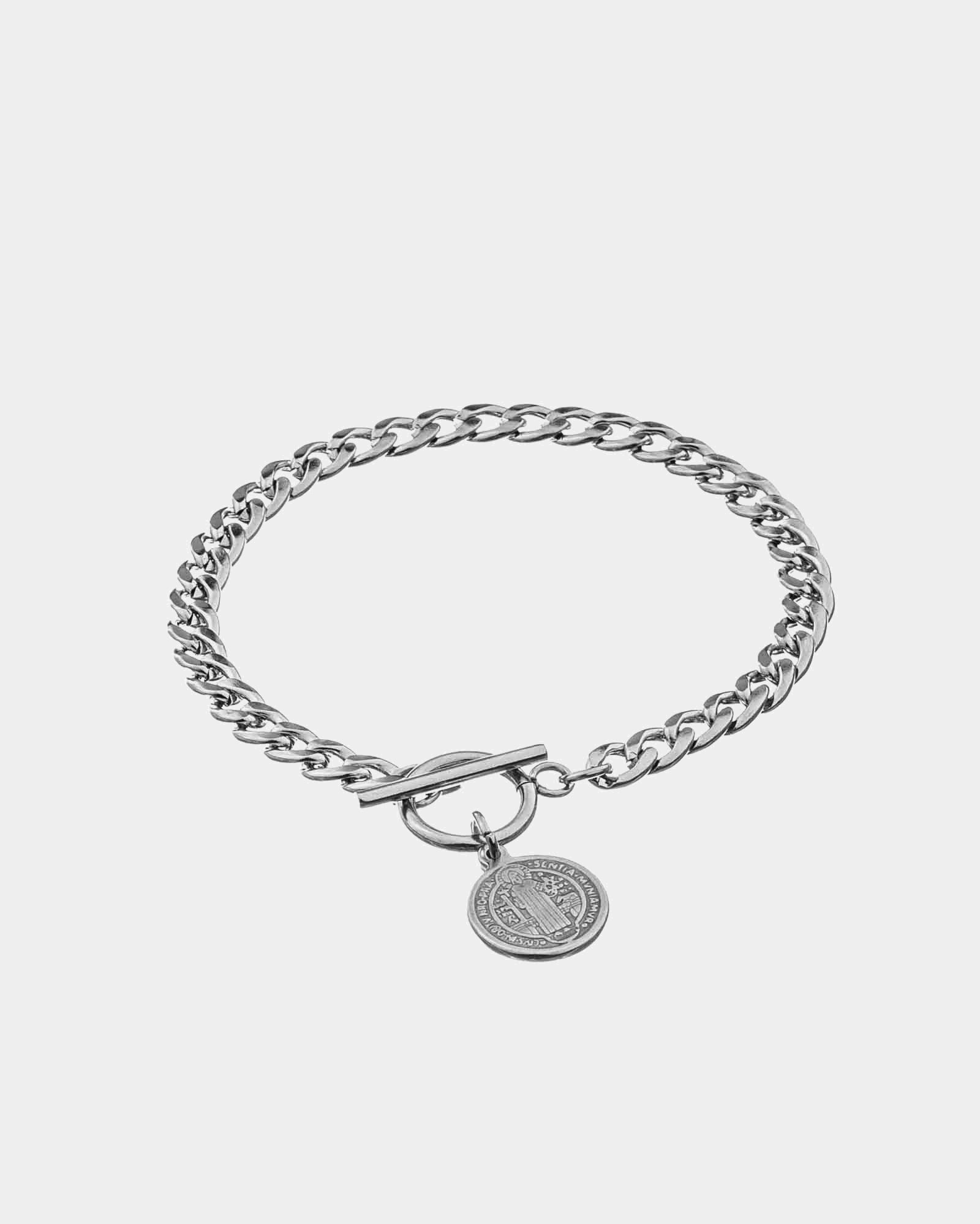 Pulsera de Acero de San Benito - Pulsera de Cadena de Acero 11 - Joyería Unisexo Online - Dicci